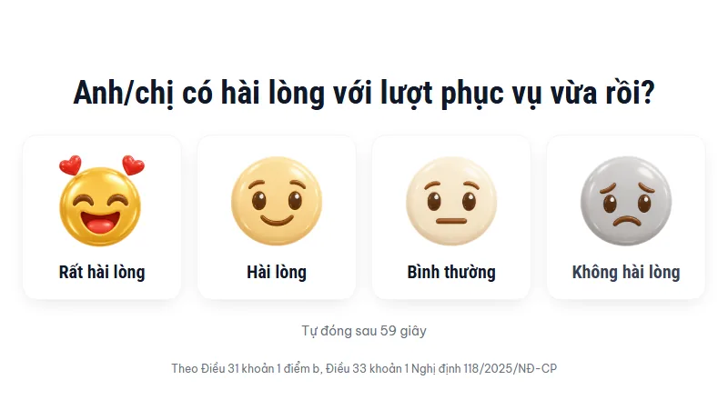 Tablet đánh giá mức độ hài lòng với 4 mức